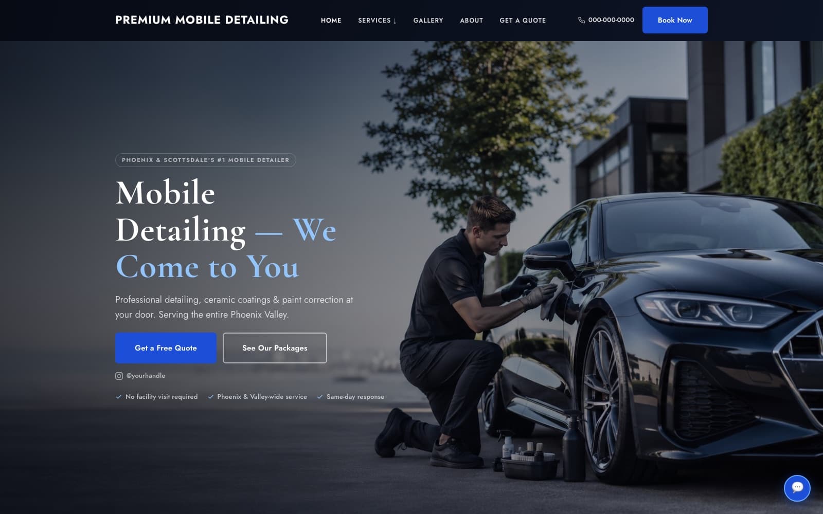 Premium Mobile Detailing example website, desktop